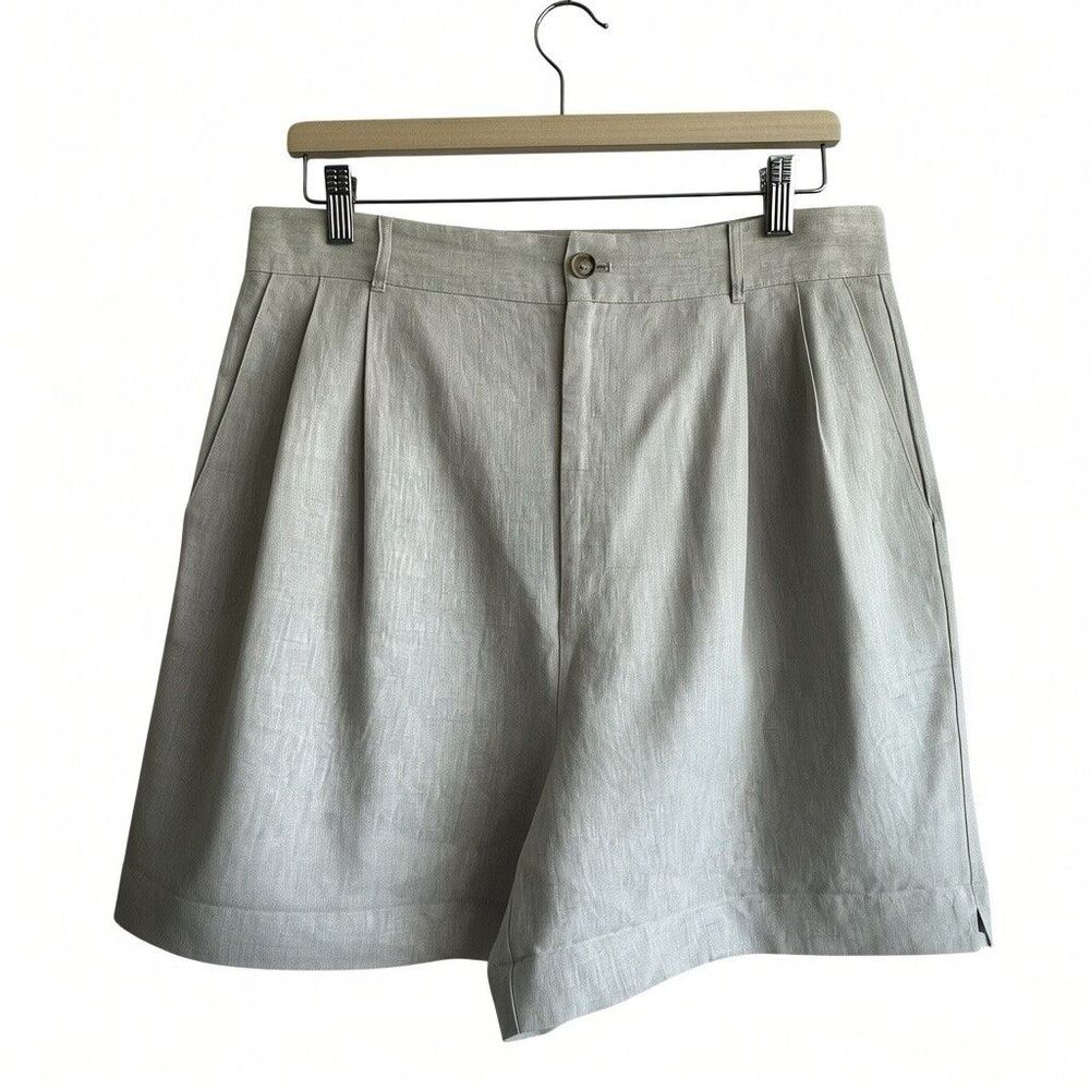 Reformation Linen Shorts Culottes Sz 12 Oatmeal Preppy 5” Inseam Pockets